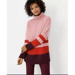 Ann Taylor Pink Turtleneck Sweater Wool‎ Pullover Size M